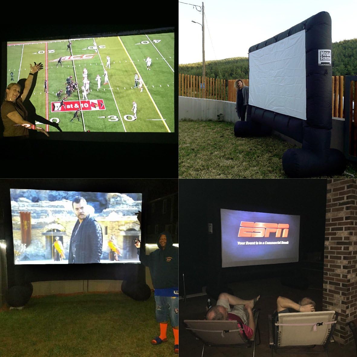 14' Inflatable Canvas Projection Screen with Inflation Fan, Tie-Downs and Storage Bag C9062