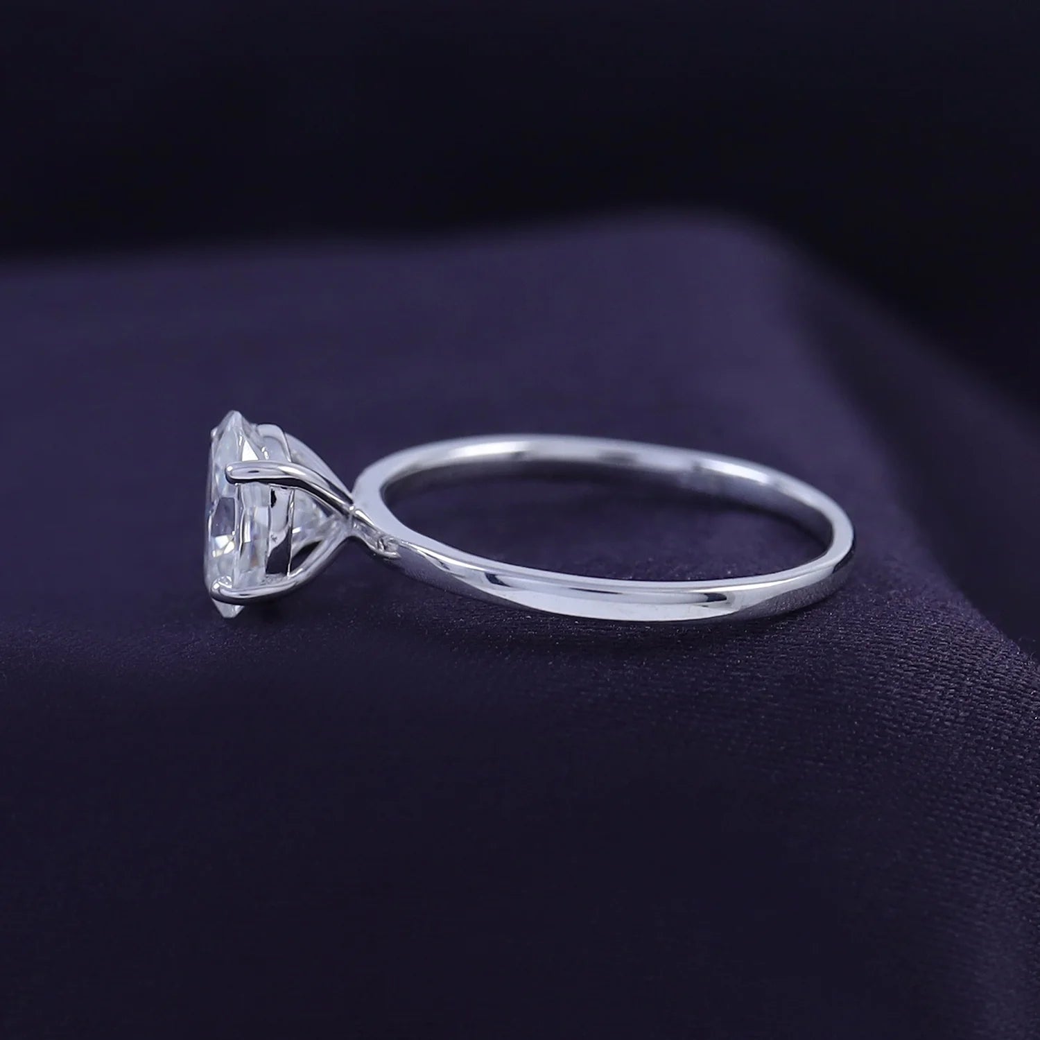 1 1/3 Carat Oval Shape Lab Created Moissanite Diamond Solitaire Engagement Ring In 14K White Gold Over Sterling Silver T81490