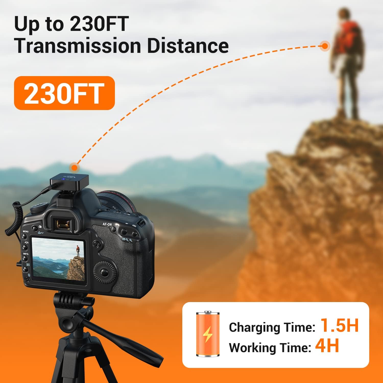Wireless Lavalier Microphone System, 2.4GHz, Transmitter & Receiver, 230ft Range, Pack of 2 T894646
