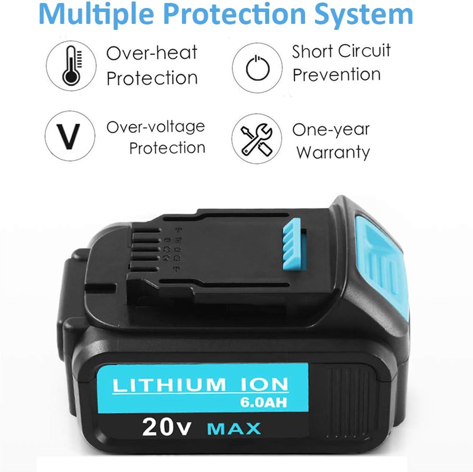 2-Pack 20V 6.0Ah Lithium Ion Battery Replacement for 20V Cordless Power Tools K740