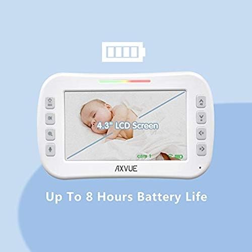 Video Baby Monitor 2 Cameras, Large Vertical Screen, Handheld, 1000ft Range, Auto Night Vision, Temperature Alert G41022