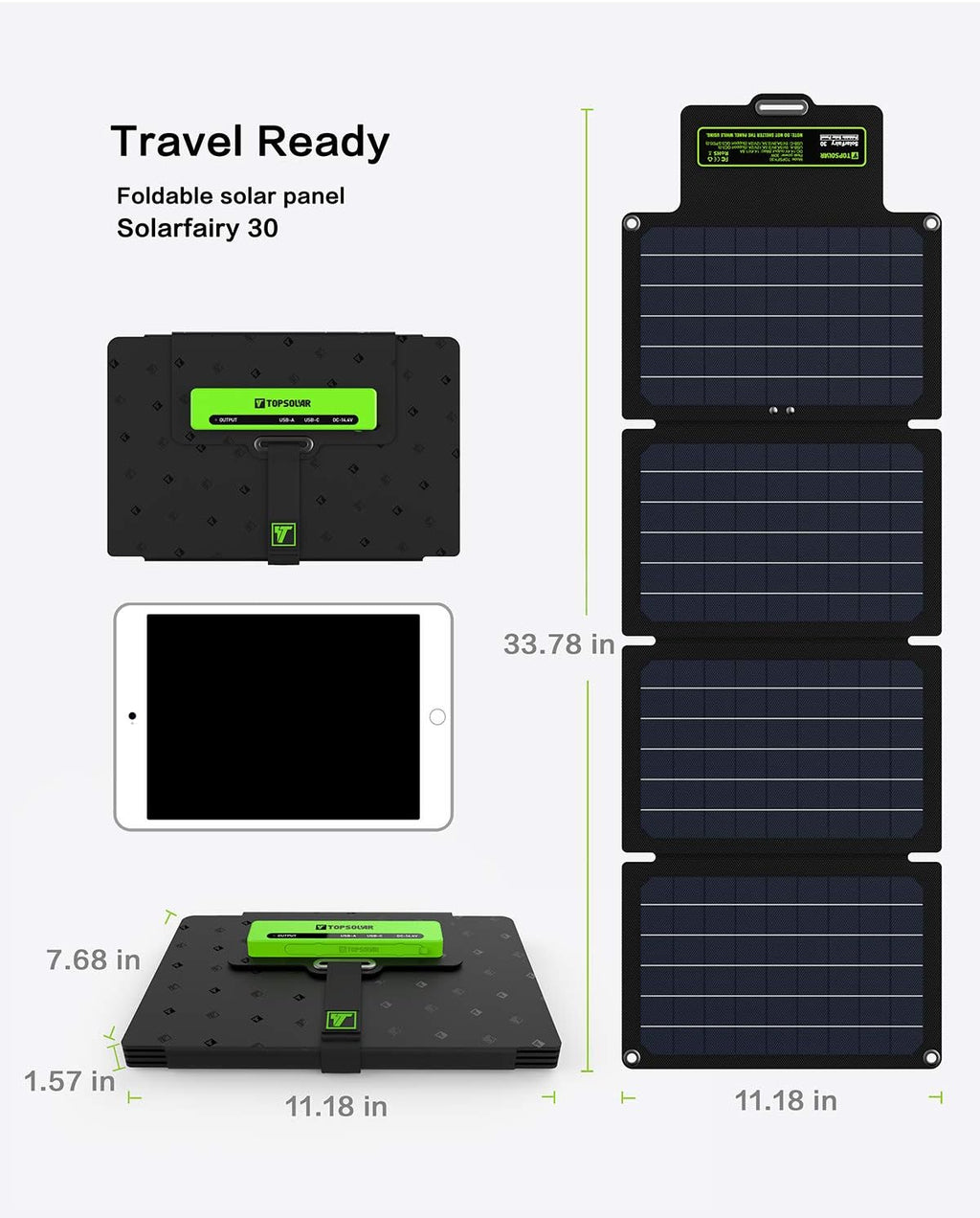 30W Foldable Solar Panel Battery Charger Kit M234