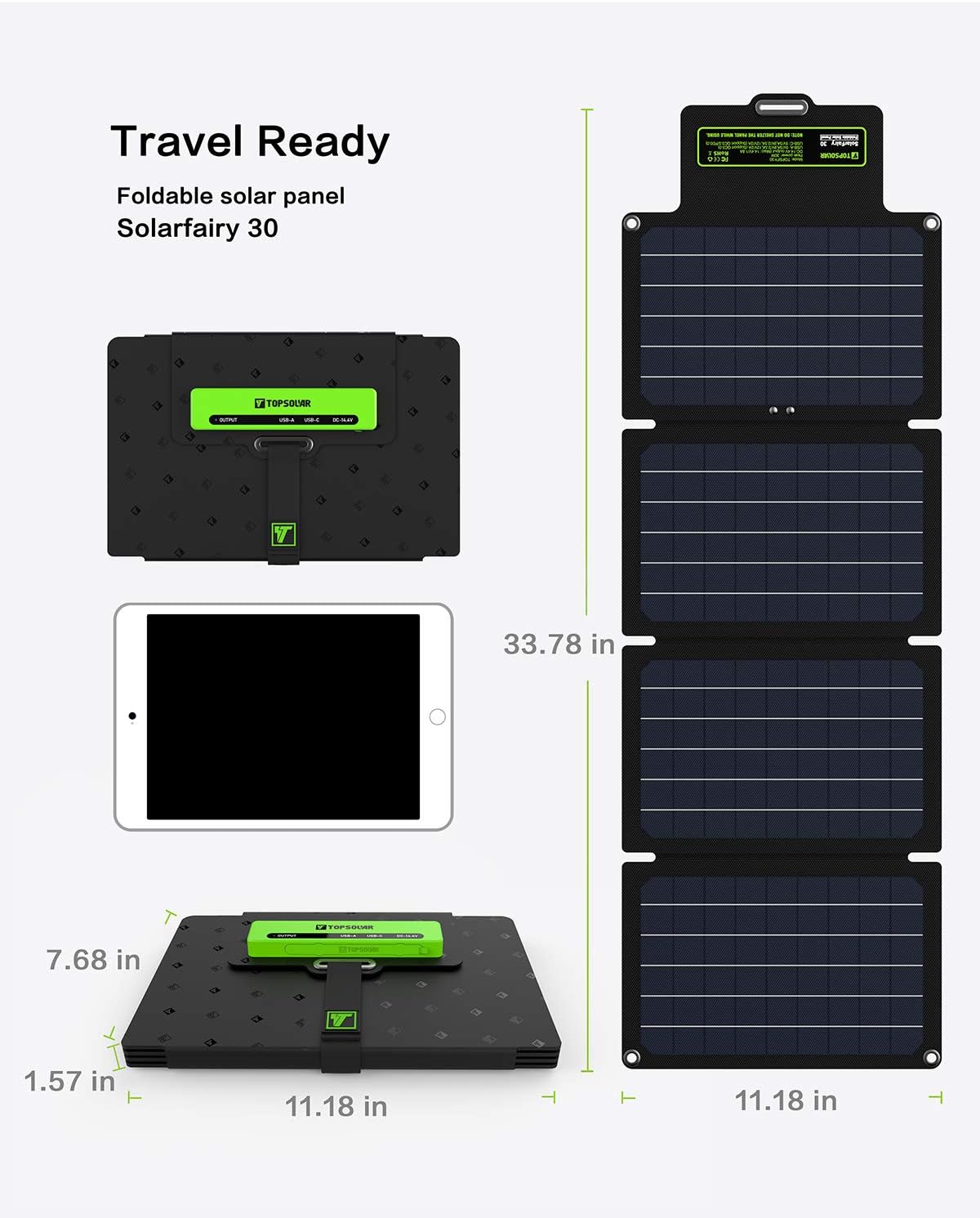 30W Foldable Solar Panel Battery Charger Kit M234