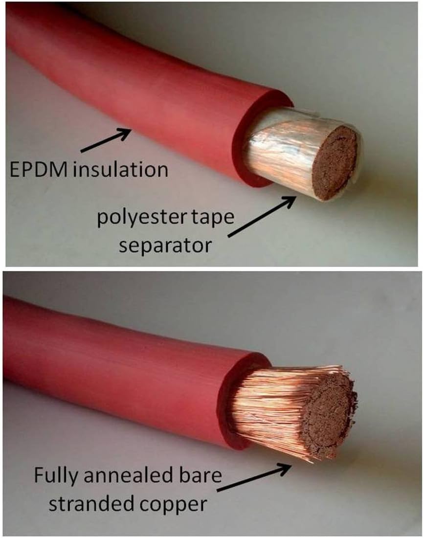 4 AWG 15 Feet Red + 15 Feet Black Pure Copper Flexible Welding Battery Cable Wire Pack of 2 O1960