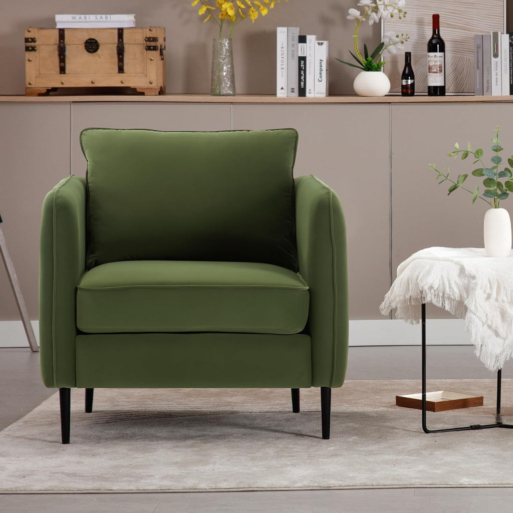 Olive Green Velvet Accent Chair H530