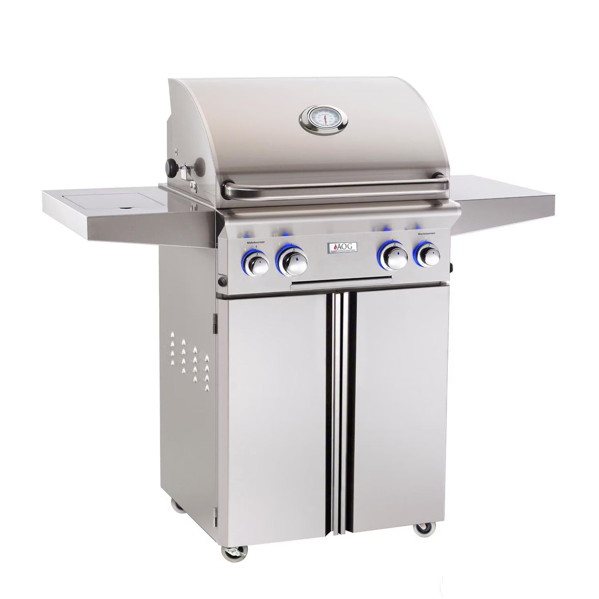 24 Inch Propane Gas Grill On Cart With Side Burner And Rotisserie Kit T21614