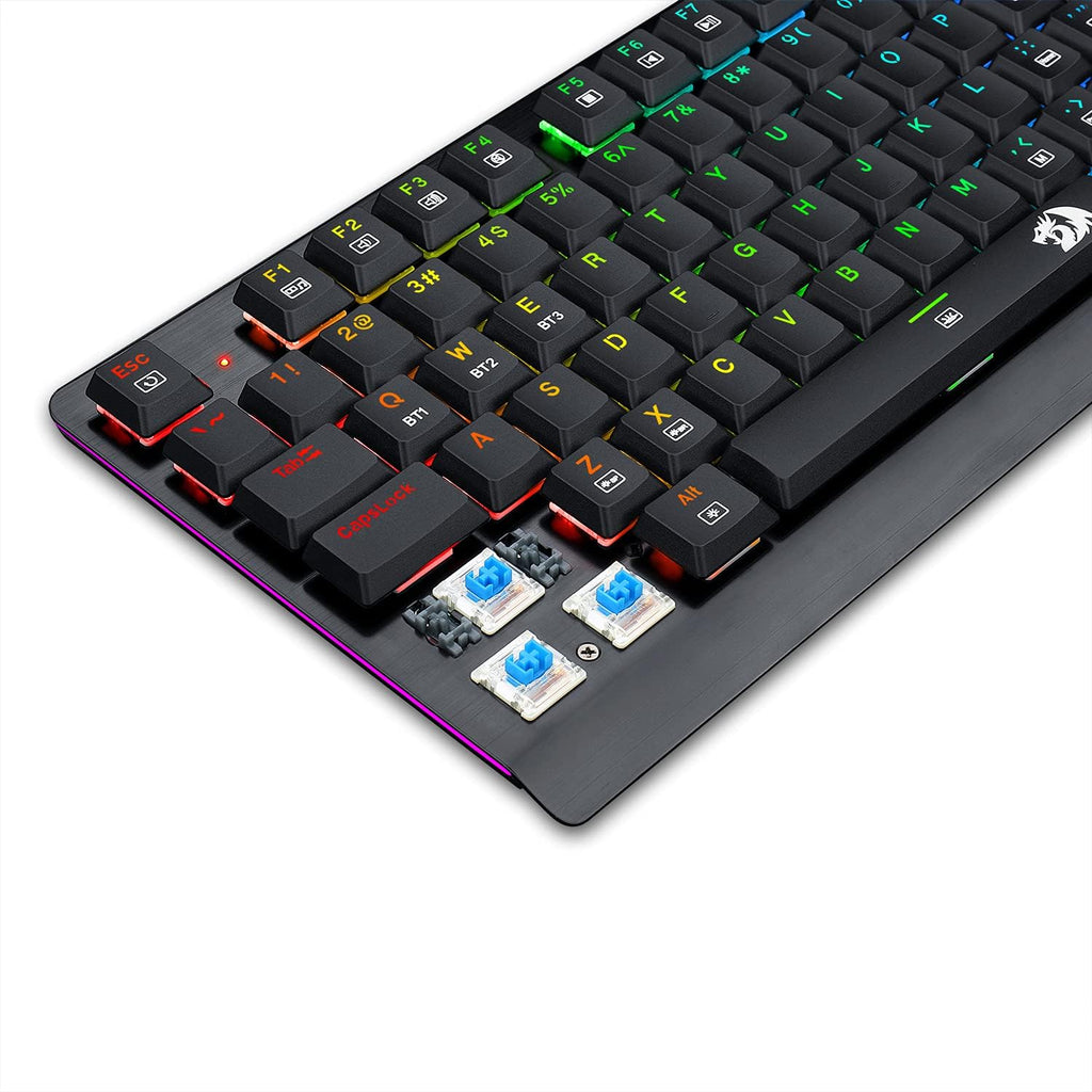 Wireless Bluetooth Mechanical Gaming Keyboard RGB Backlit Compact Low Profile Blue Switches Pack of 2 T225908