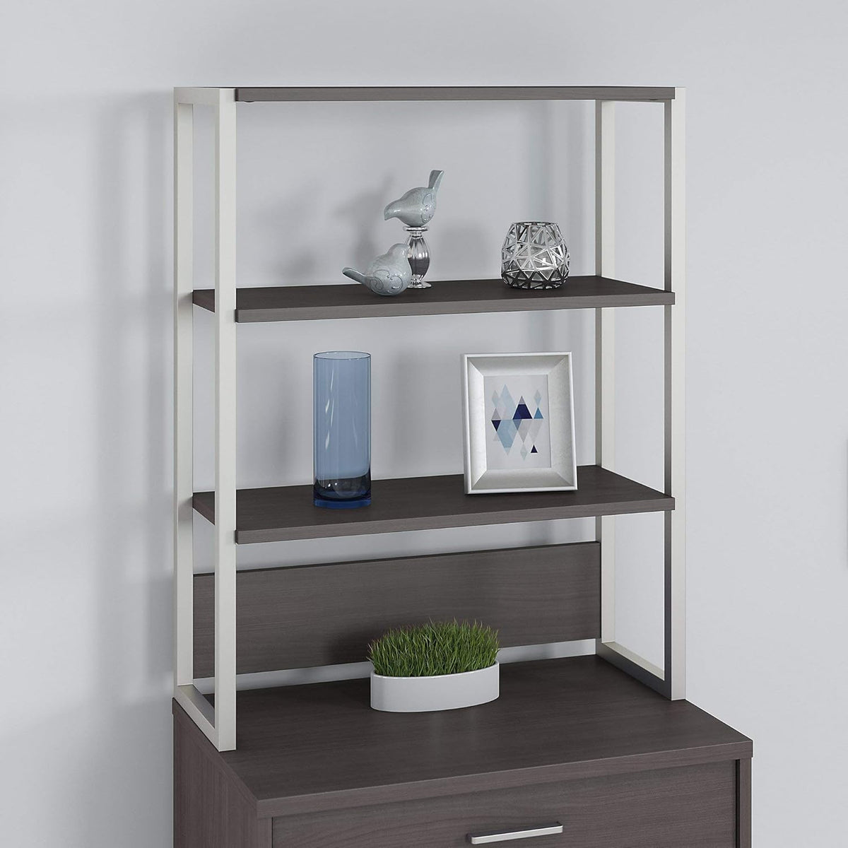 Storm Gray Bookcase Hutch V343