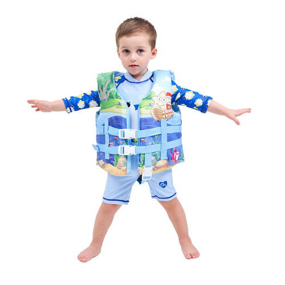 Kids Swimming Life Vest Cartoon Animals Print Life Jacket With Lockable Buckles O824