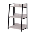 Washed White and Black Wooden Bookshelf with 3 Open Compartments R720458