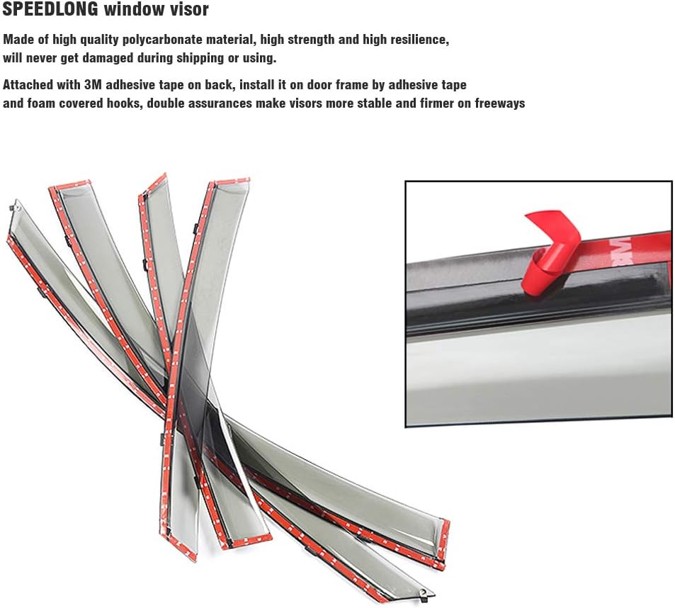 Car Window Visor Vent Shade Deflector Sun/Rain/Fog Guards Pack of 2 G43356