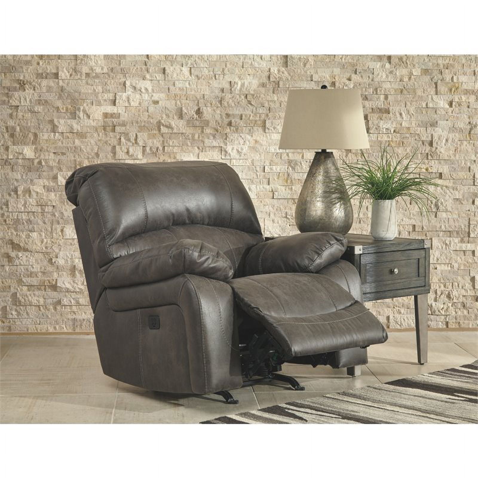 Contemporary Power Rocker Recliner in Steel Finish S886