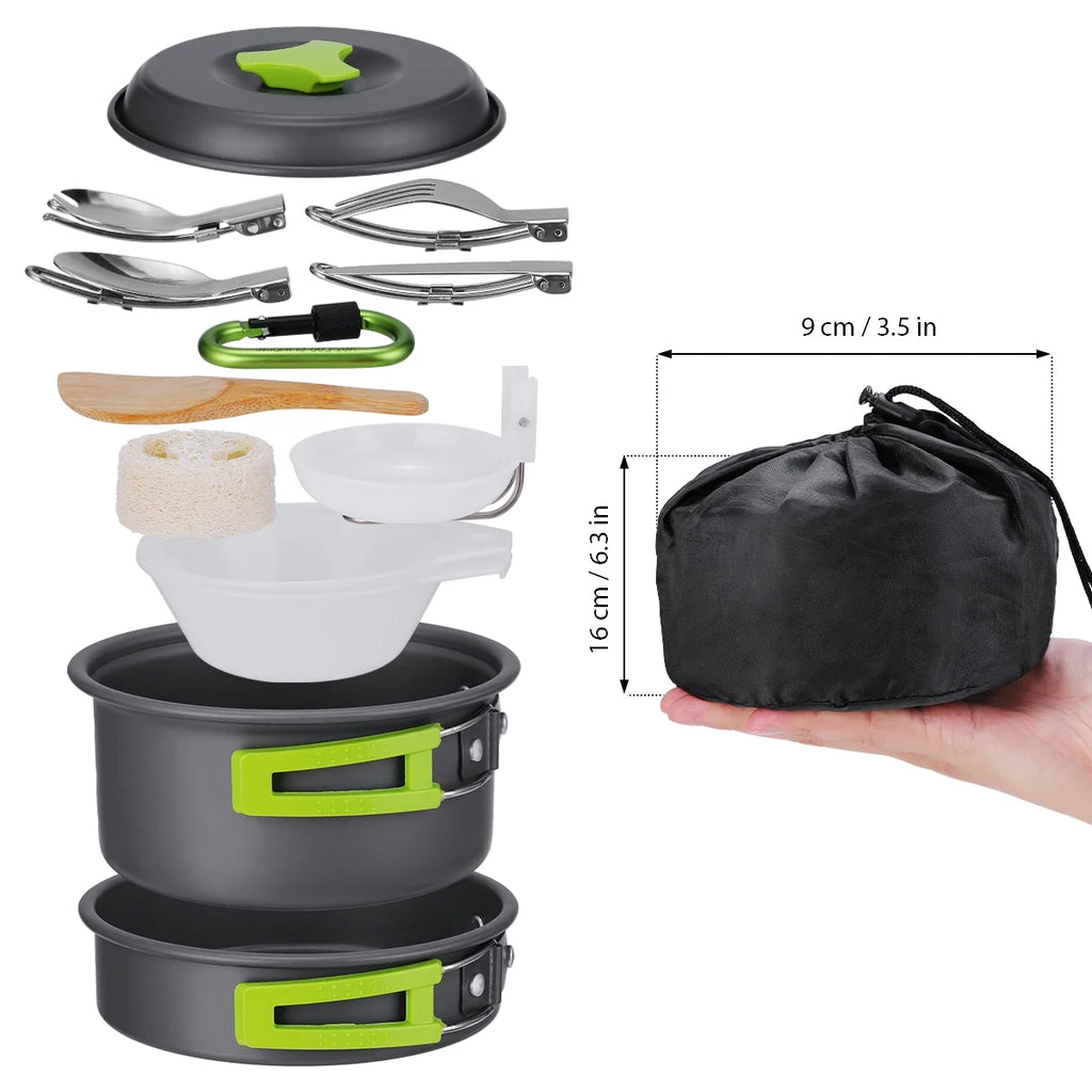15 Pc Non Stick Camping Cookware Set F859