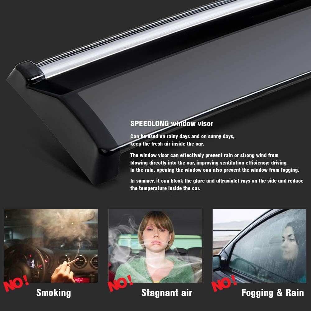 Car Window Visor Vent Shade Deflector Sun/Rain/Fog Guards Pack of 2 G43356