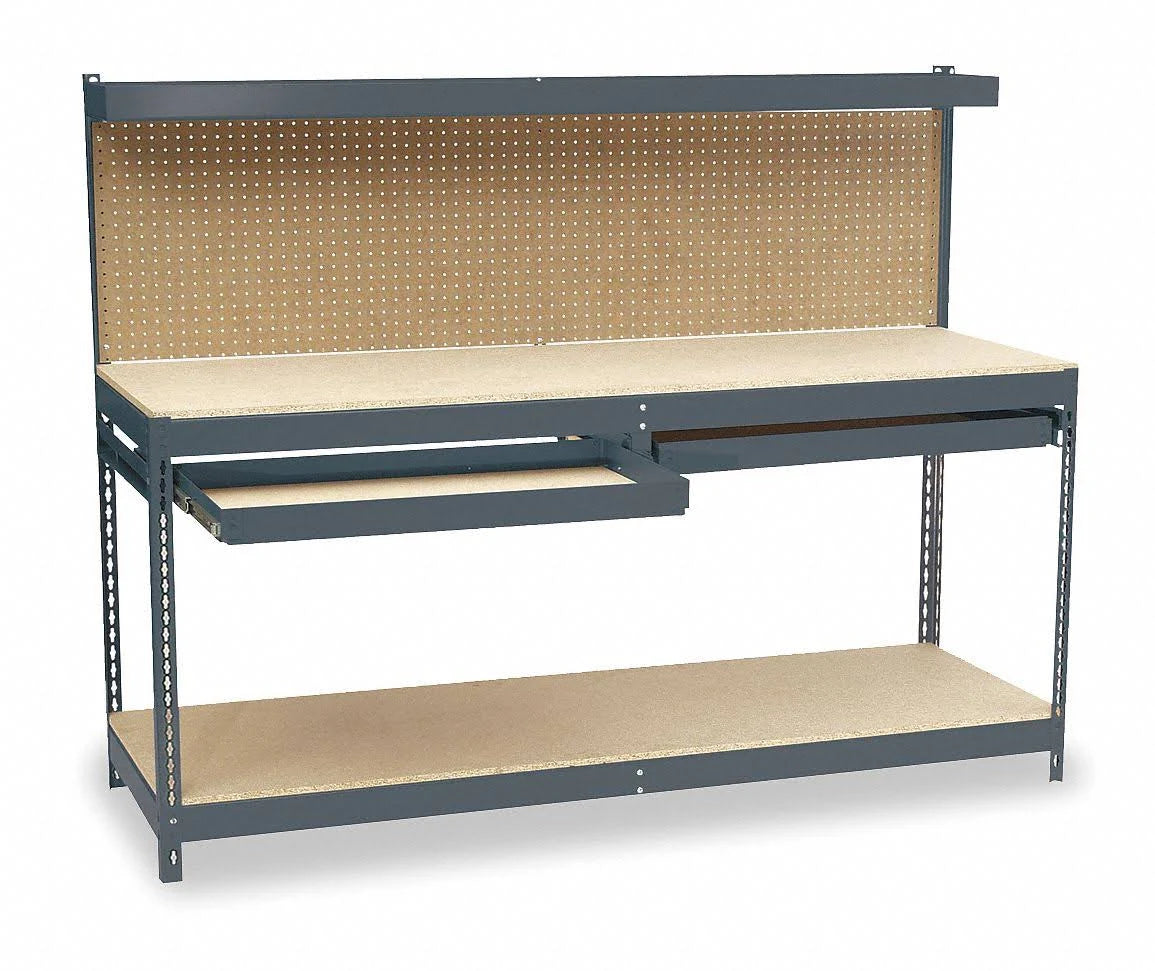 Gray Particleboard Workbench 72 inch W 24 inch D F254