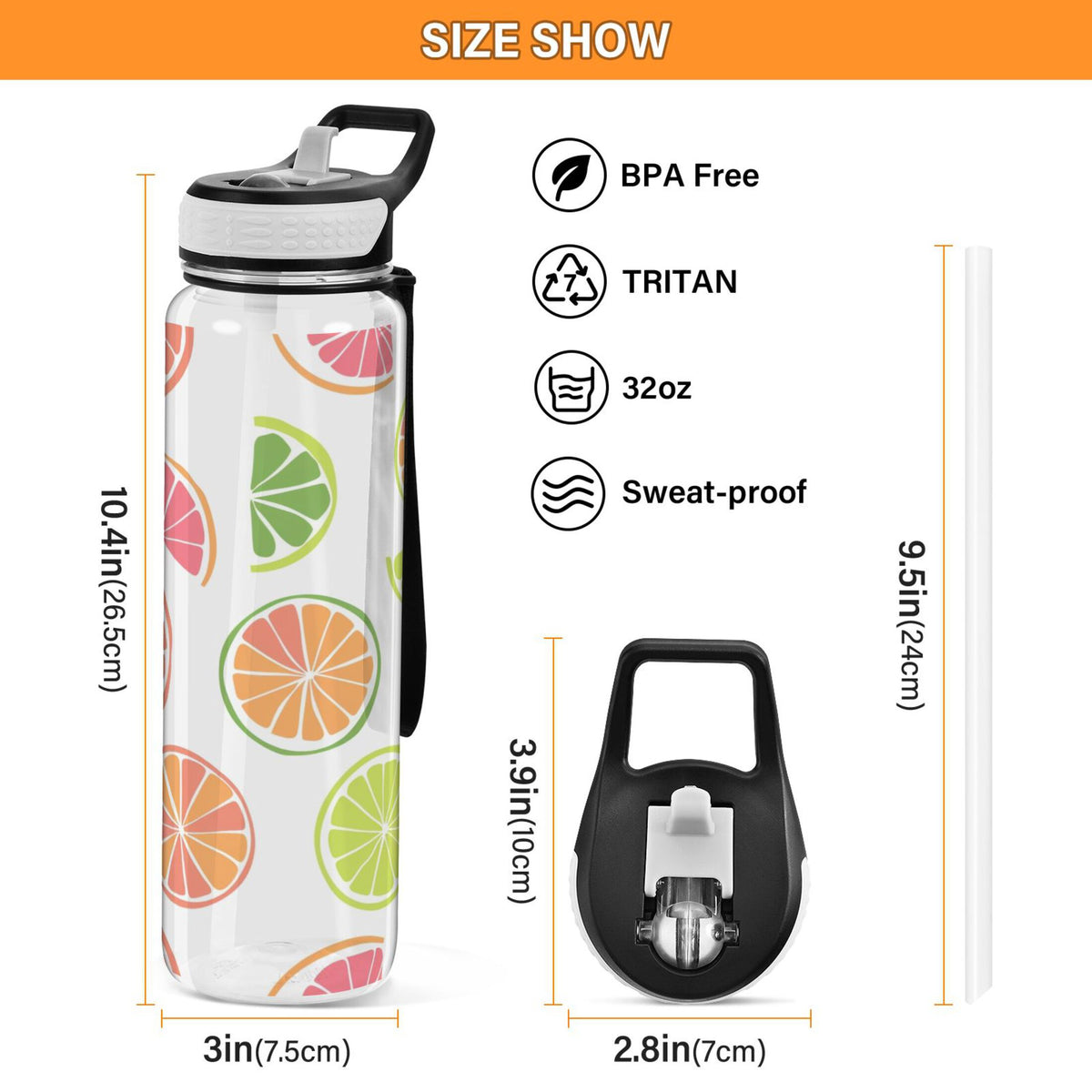 32oz Leakproof Tritan Sports Water Bottle with Straw M425097