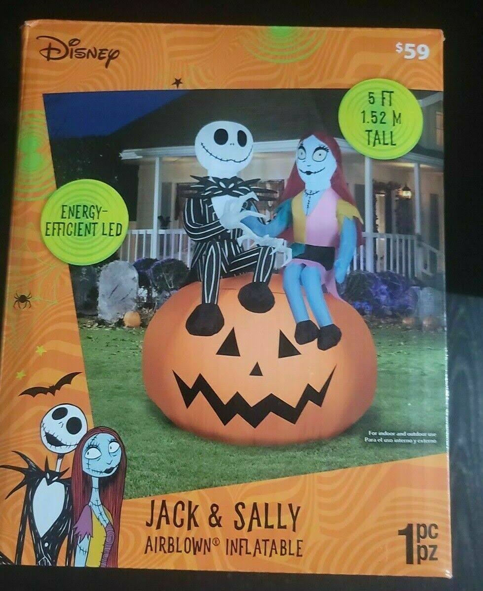 Jack and Sally Sitting on Pumpkin Airblown Inflatables J4547