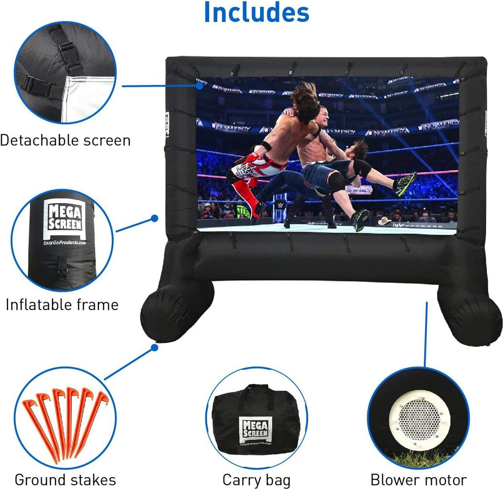 14' Inflatable Canvas Projection Screen with Inflation Fan, Tie-Downs and Storage Bag C9062