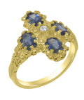 9k Yellow Gold Diamond & Sapphire Statement Ring D589