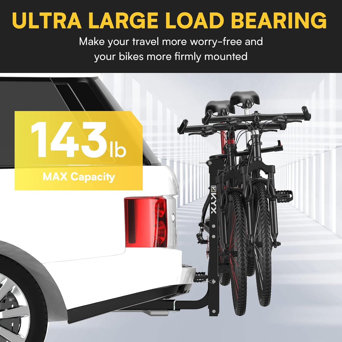 2 Bike Car Hitch Rack with 2 in. Hitch, 143LBS Capacity Steel Frame, Grey M715875