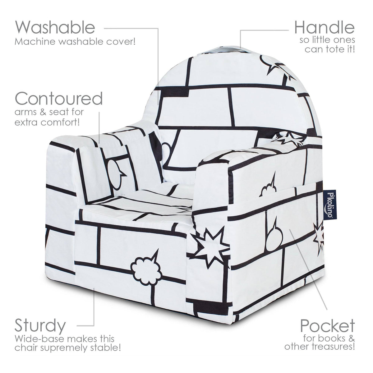 White/Black Comic Book Reader Chair V874483