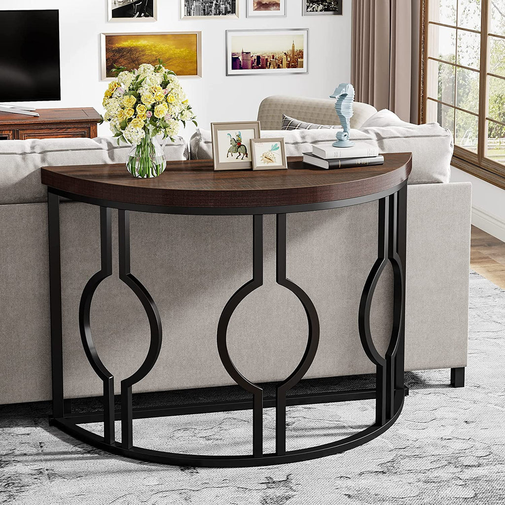 Half Moon Console Table with Geometric Base R844308