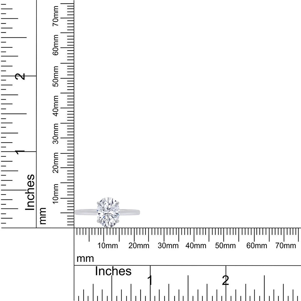 1 1/3 Carat Oval Shape Lab Created Moissanite Diamond Solitaire Engagement Ring In 14K White Gold Over Sterling Silver T81490