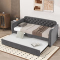 Beige Velvet Upholstered Twin Daybed with Trundle N46614