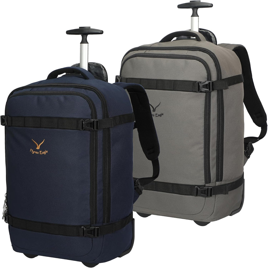 42L Rolling Backpack Navy Blue with Grey O7744