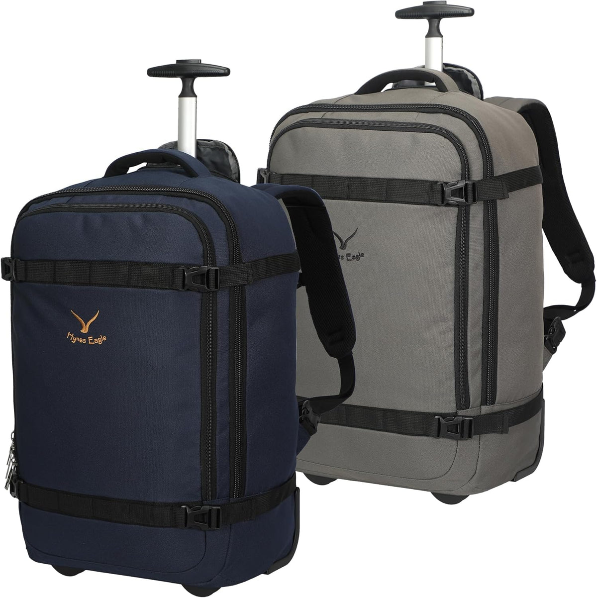 42L Rolling Backpack Navy Blue with Grey O7744
