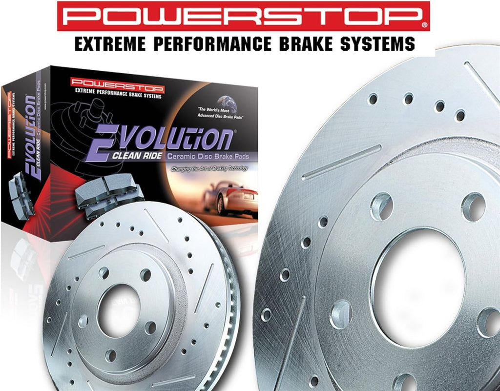 Rear Z23 Carbon Fiber Brake Pads with Drilled & Slotted Brake Rotors Kit V69718