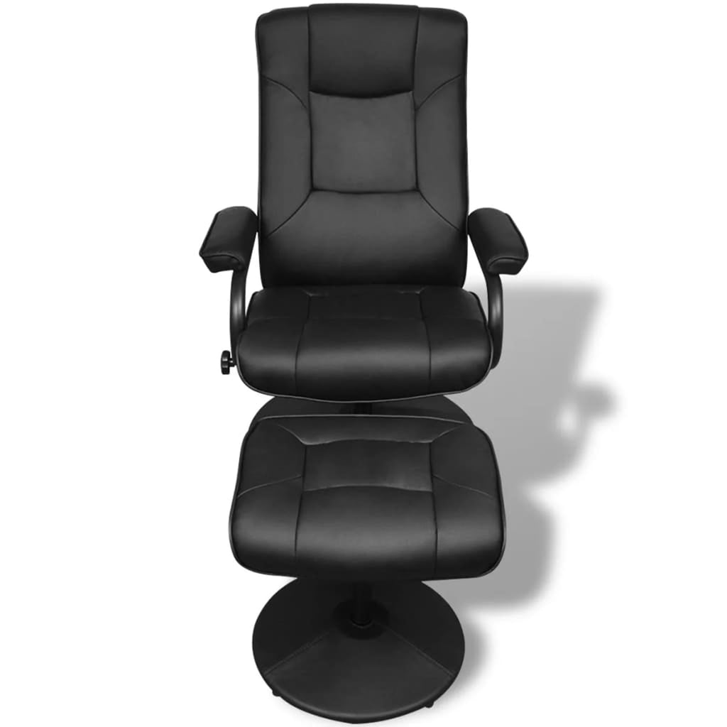 Black Faux Leather Adjustable Recliner Chair with Footstool G40635