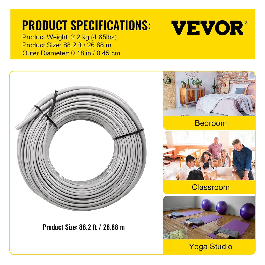 Floor Heating Cable 26.7 Square Feet Waterproof Insulated Temperature Control Panel Pack of 2 B87912