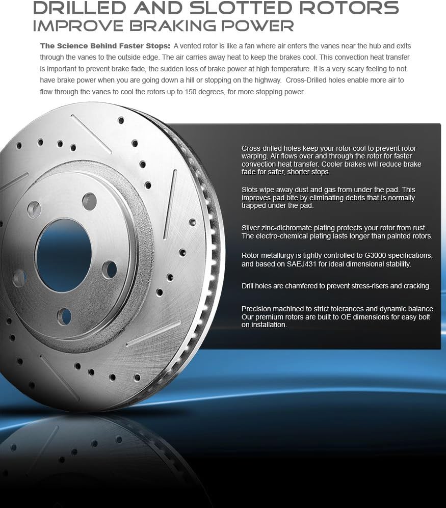 REAR 300mm Drilled & Slotted 5 Lug Rotors C563