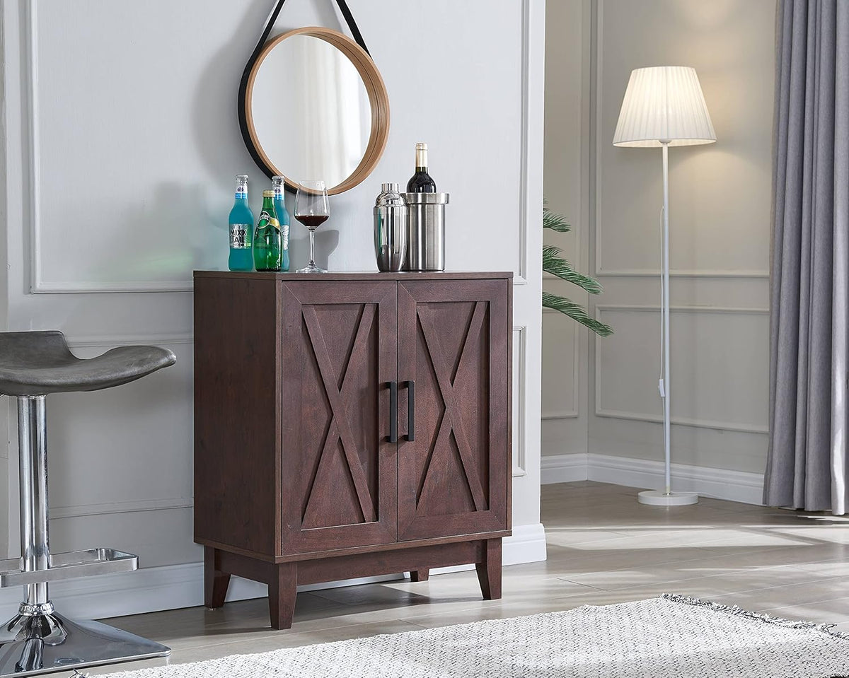 White Small Cabinet Sideboard with Wood Doors Y737