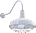White Gooseneck Barn Light with Wire Guard Z165