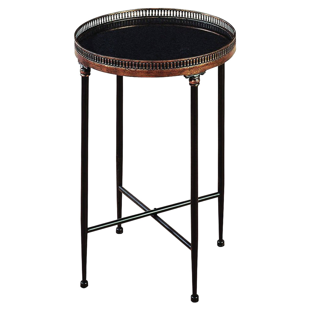 Black Metal and Marble Accent Table C343
