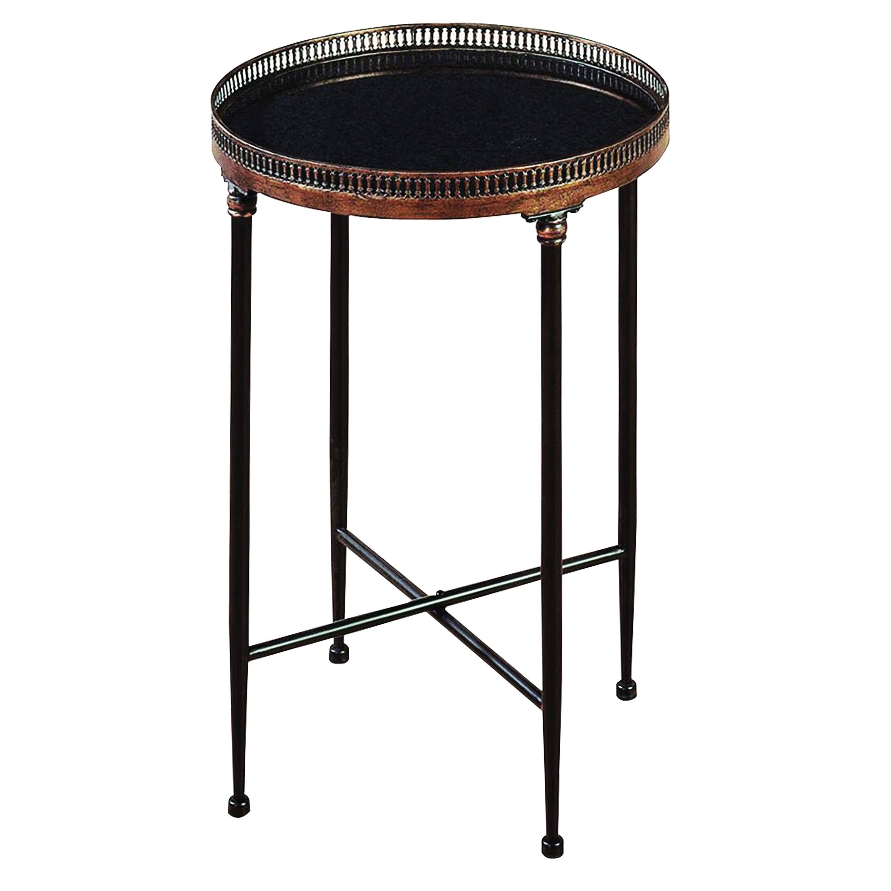 Black Metal and Marble Accent Table C343