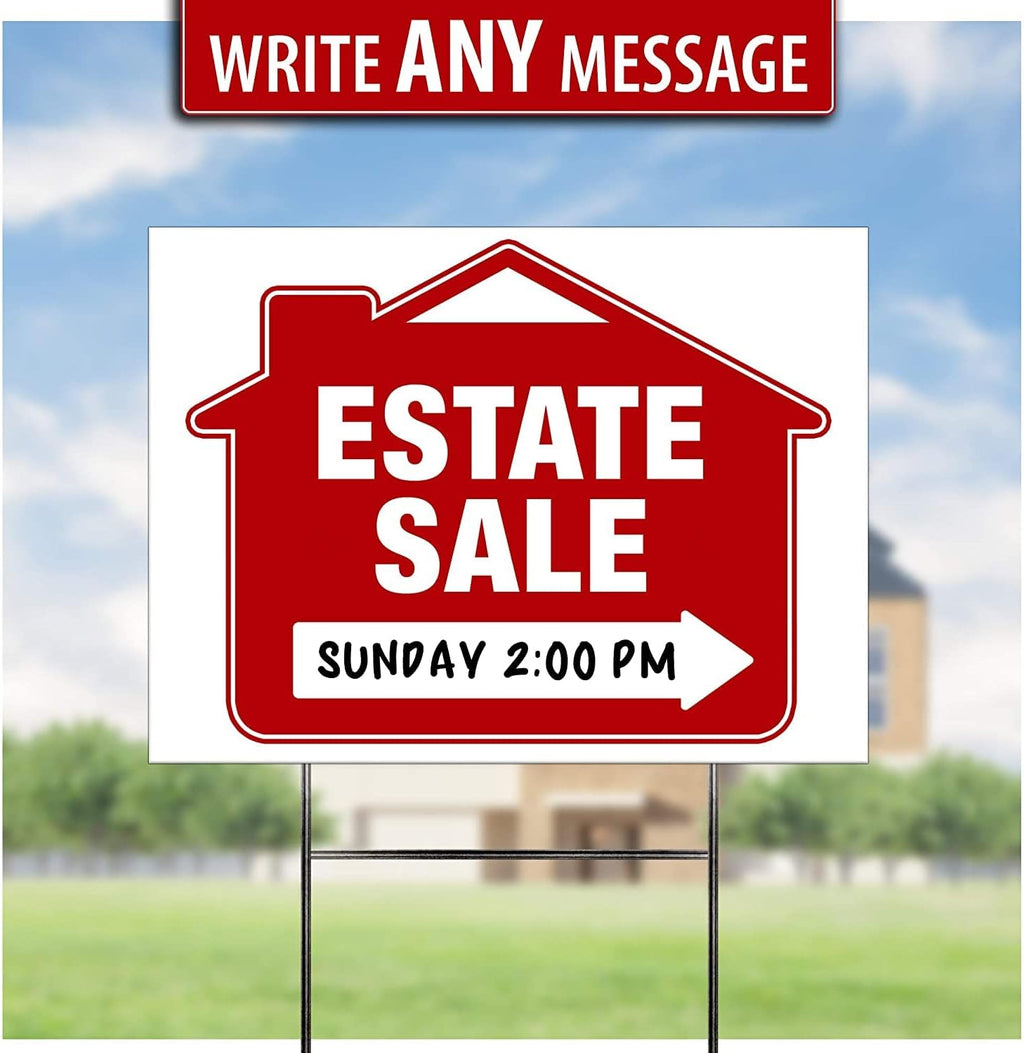 Estate Sale Signs (10 Pack) Double-Sided 24” x 18” with Heavy Duty Stakes L5687