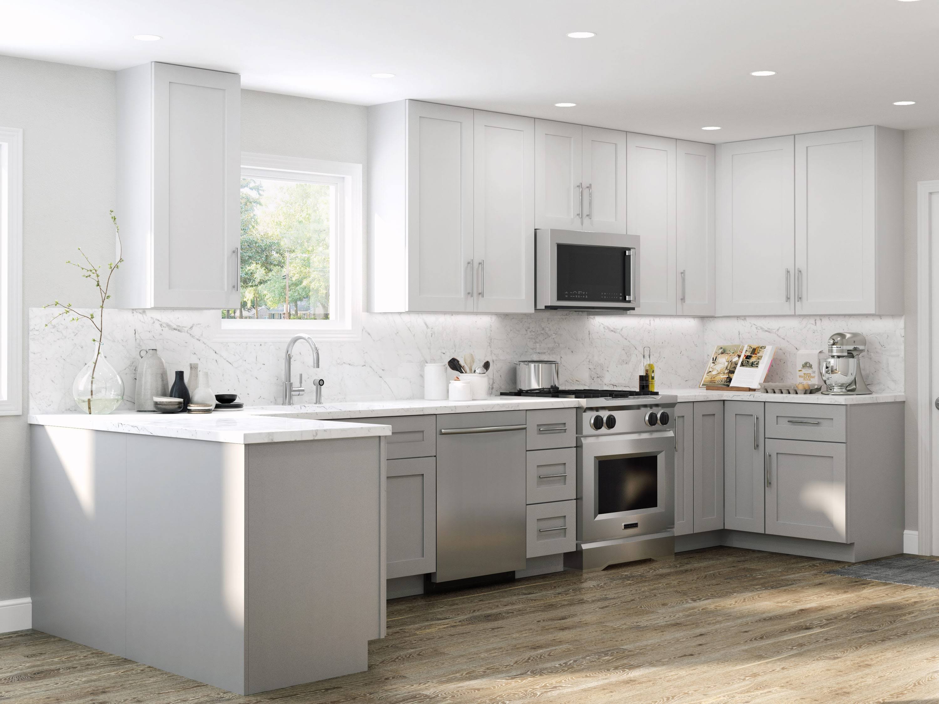 Veiled Gray Shaker Assembled Plywood Wall Kitchen Cabinet H1557