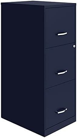 3 Drawer Metal Vertical File Cabinet with Lock in Navy D479