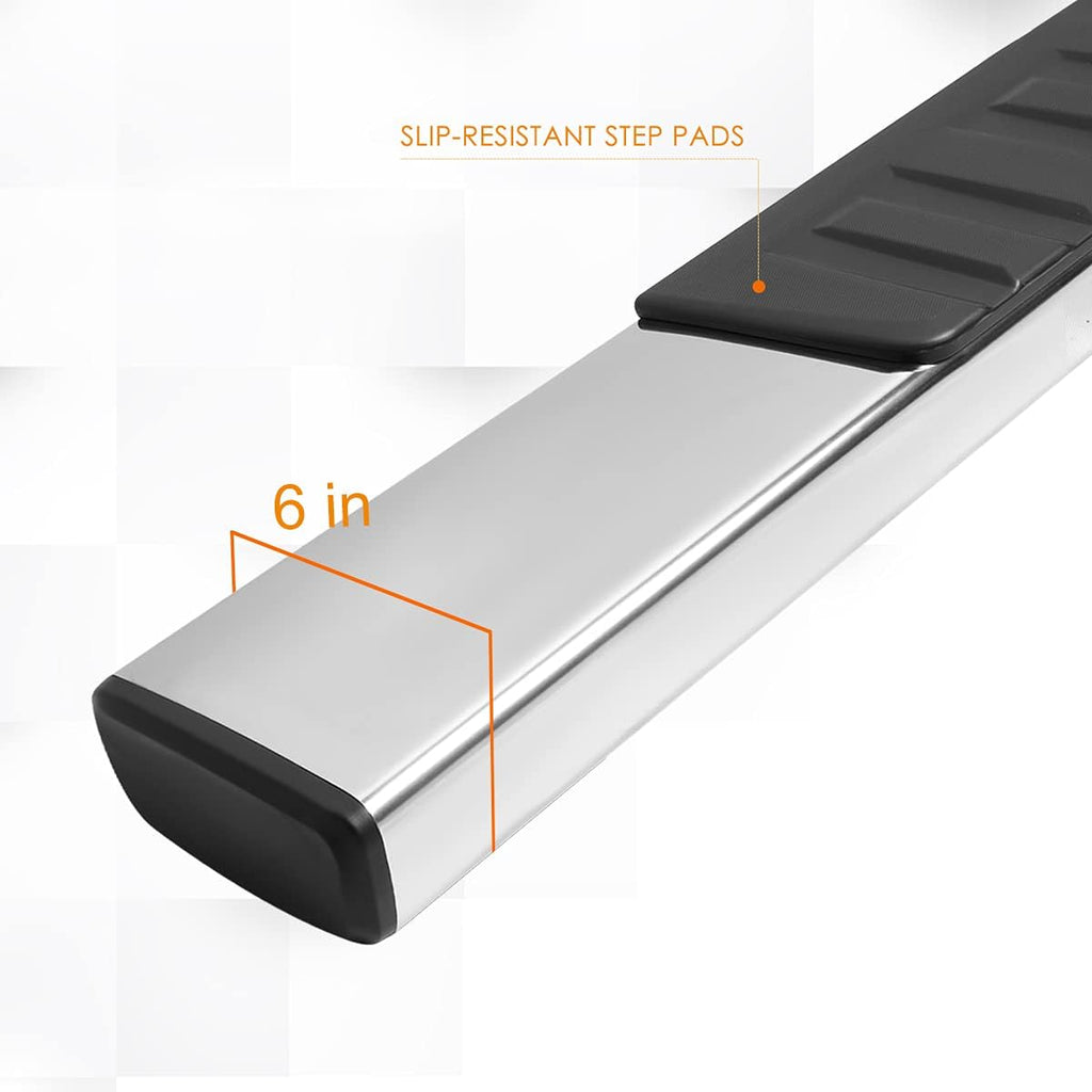 (2Pcs) 6 Inch Chrome Running Boards Side Step Bars Y70105