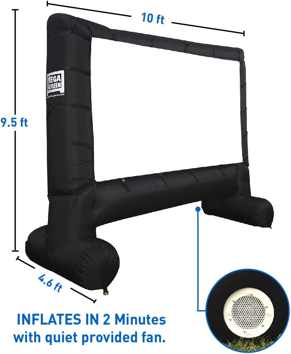14' Inflatable Canvas Projection Screen with Inflation Fan, Tie-Downs and Storage Bag C9062
