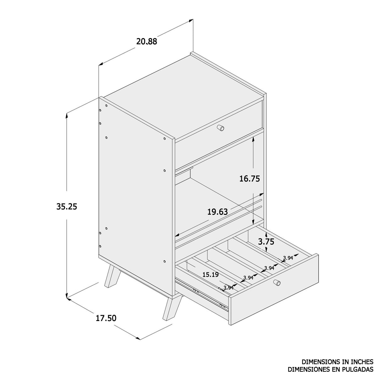 Mini Bar Cabinet with 2 Drawers and 1 Shelf F728414