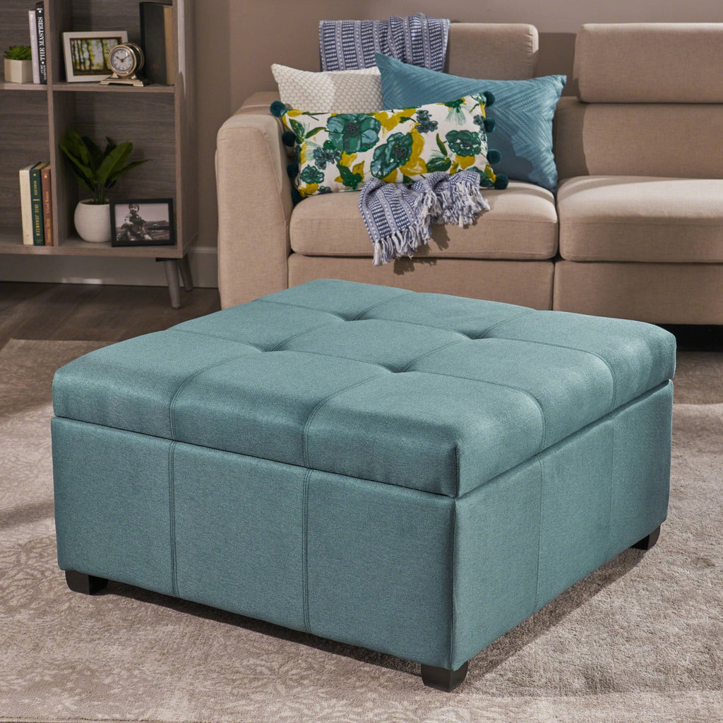 Dark Gray Fabric Storage Ottoman R430