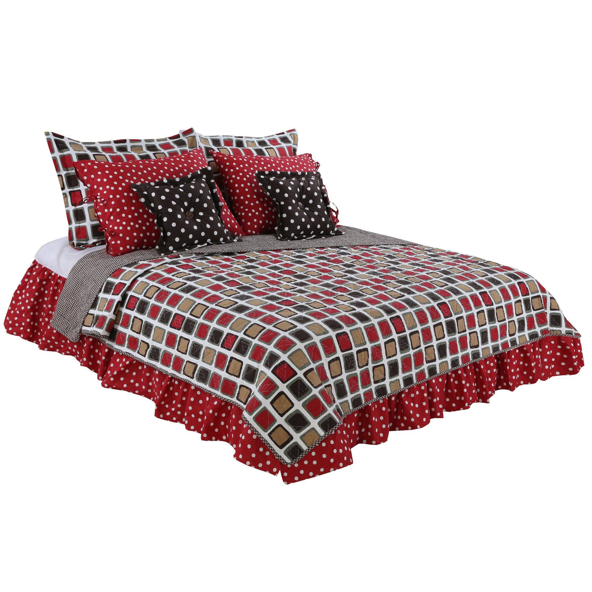 3 Piece Reversible Quilt, Brown - Full - Queen I6478