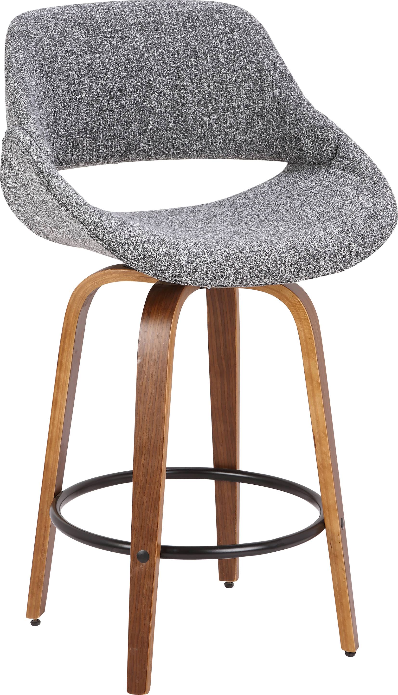 Walnut and Grey Noise Fabric Counter Stool R4285