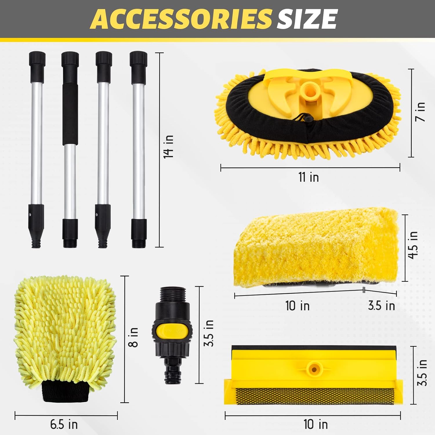 5 in 1 Car Wash Brush with 56 - Inch Aluminum Handle M7009