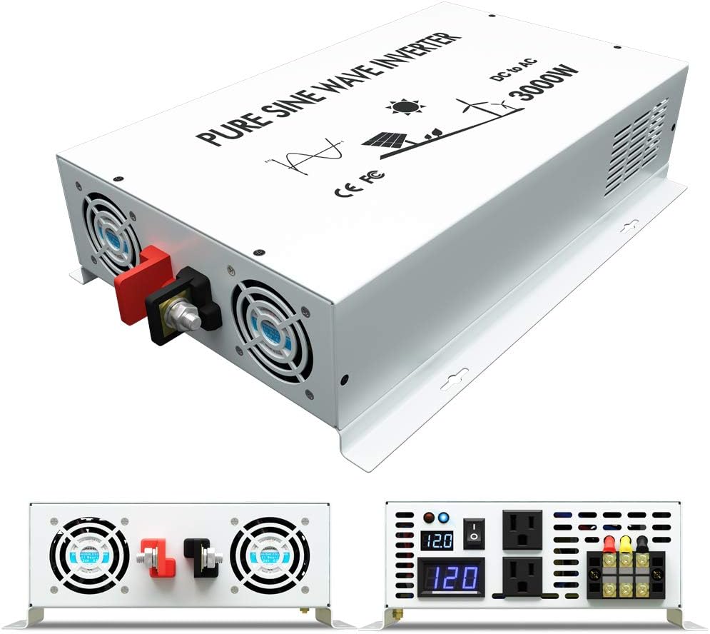 3500W Pure Sine Wave Power Inverter DC 48V to 110V 120V AC with Dual Outlets U6827
