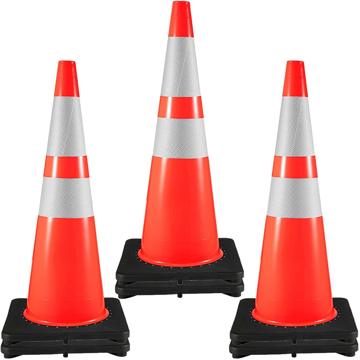 18 in PVC Orange Traffic Cone with Reflective Collar and Black Weighted Base N9708